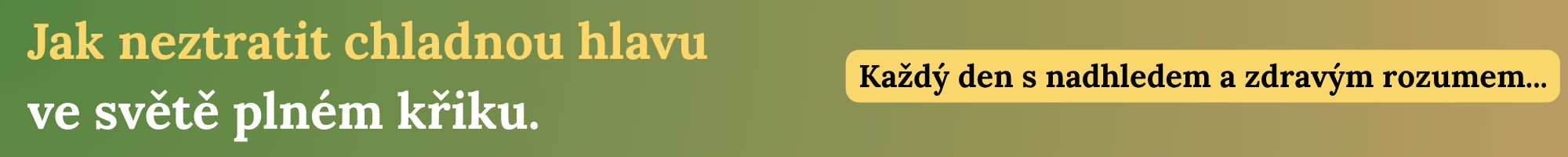 Banner o vizi webu pro lepši den. Každý den s nadhledem a zdravým rozumem.